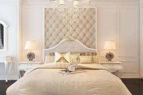 Phòng ngủ sử dụng những gam màu trung tính tạo cảm giác tận hưởng thư 